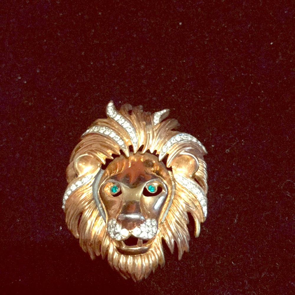 Lions head brooch.